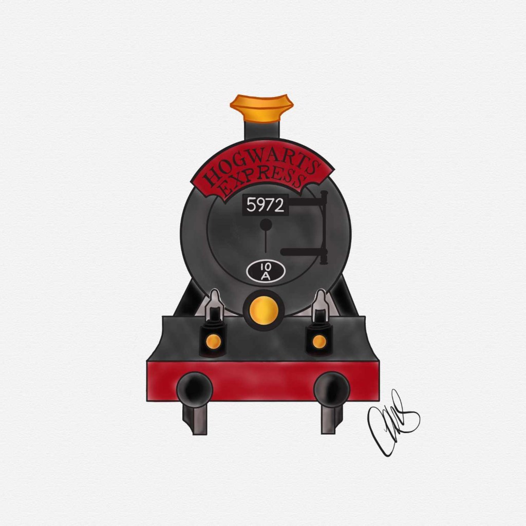 illustration of the front of the Hogwarts express.