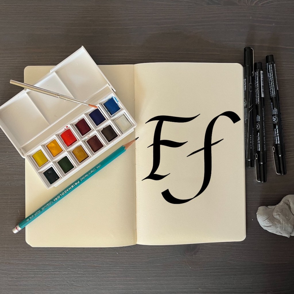 the letter Ff with an artsy background for 36 days of type