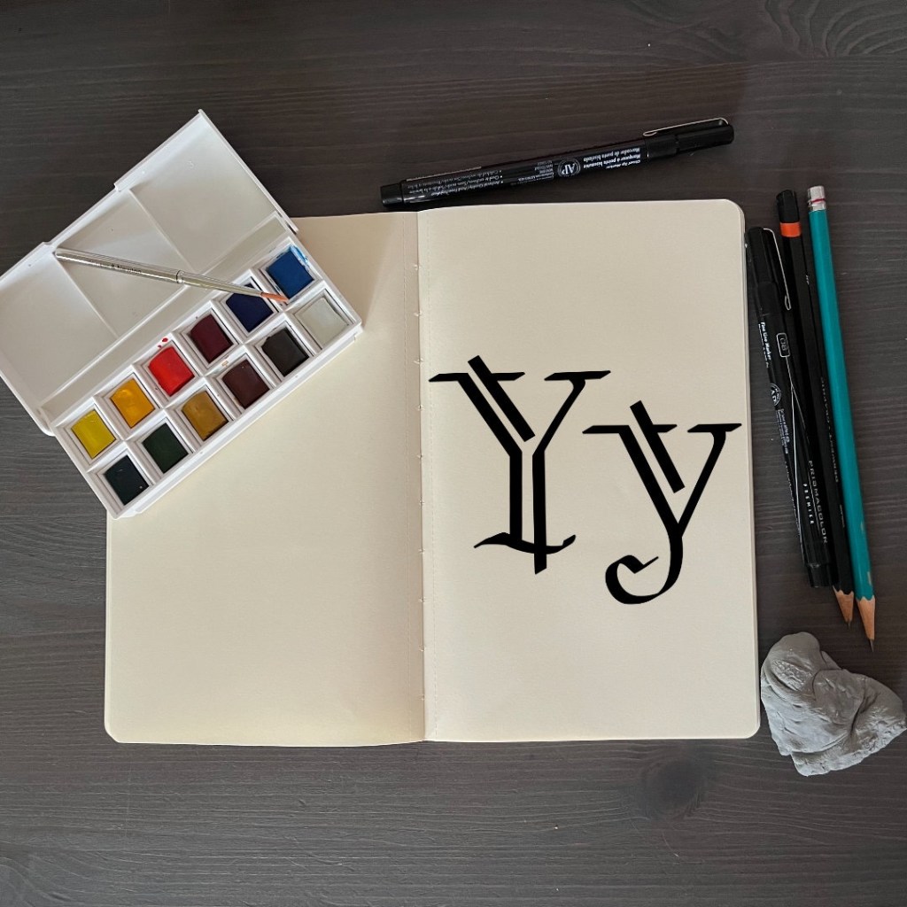 the letter Yy with an artsy background for 36 days of type
