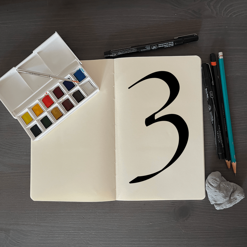 the number 3 with an artsy background for 36 days of type