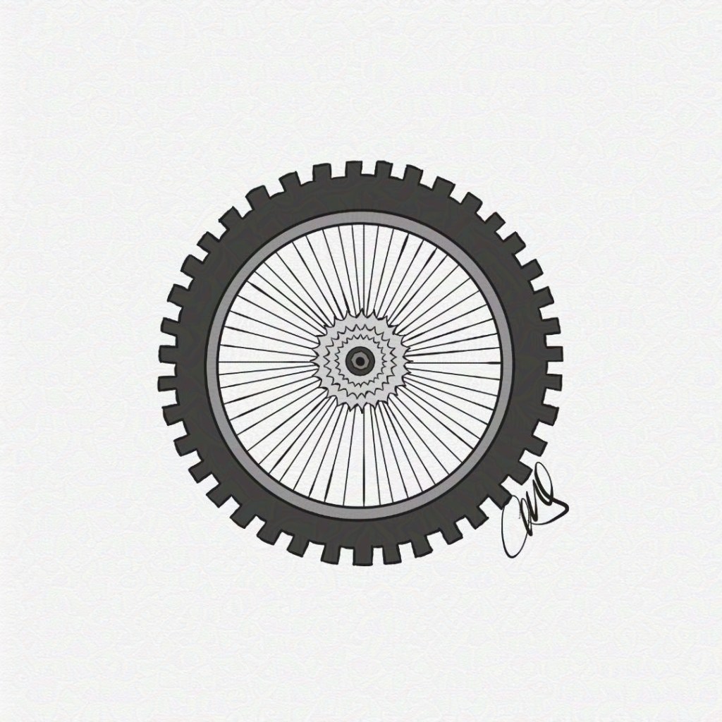 drawing of a simple bicycle wheel.