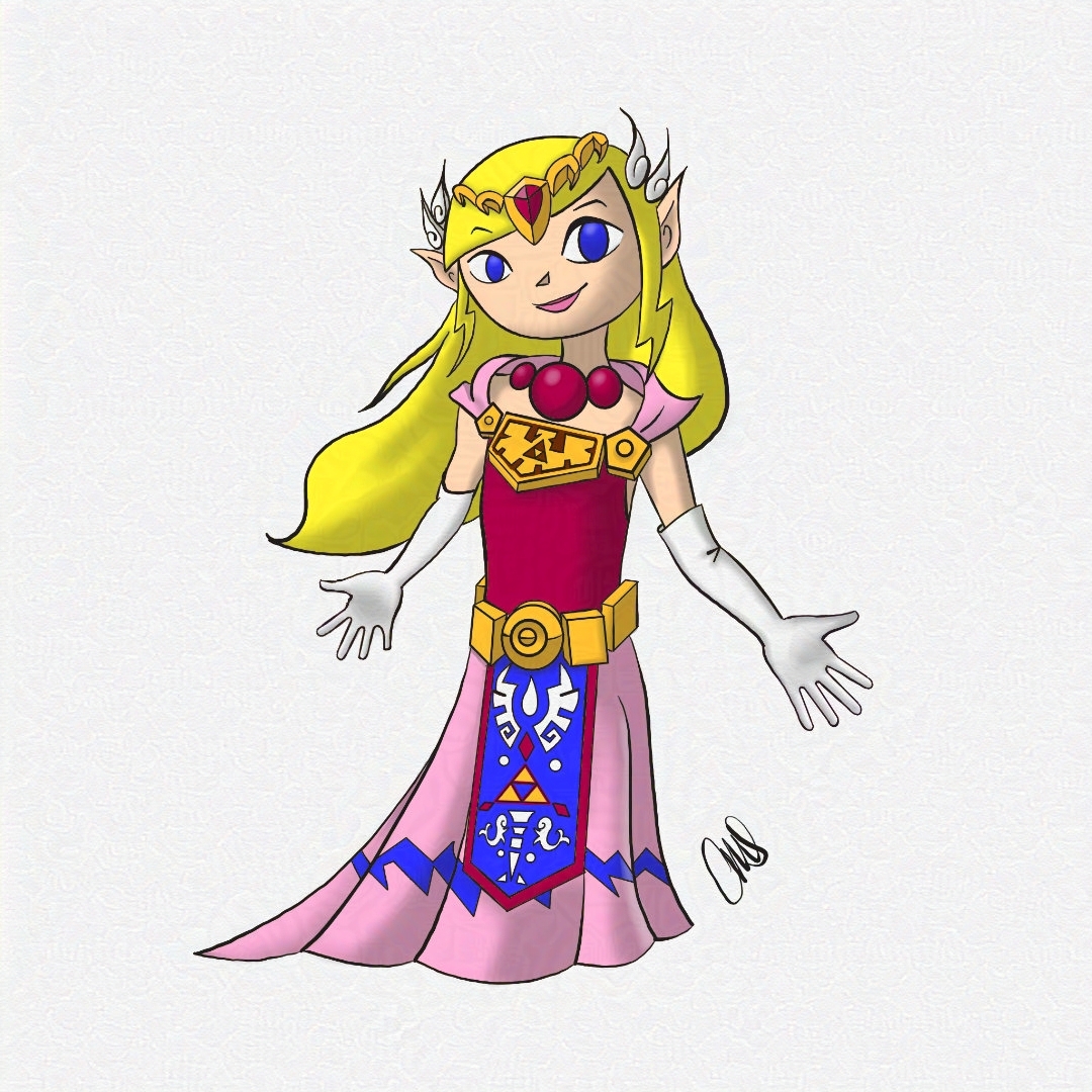 Fan art drawing of Toon Zelda from Zelda Windwaker.
