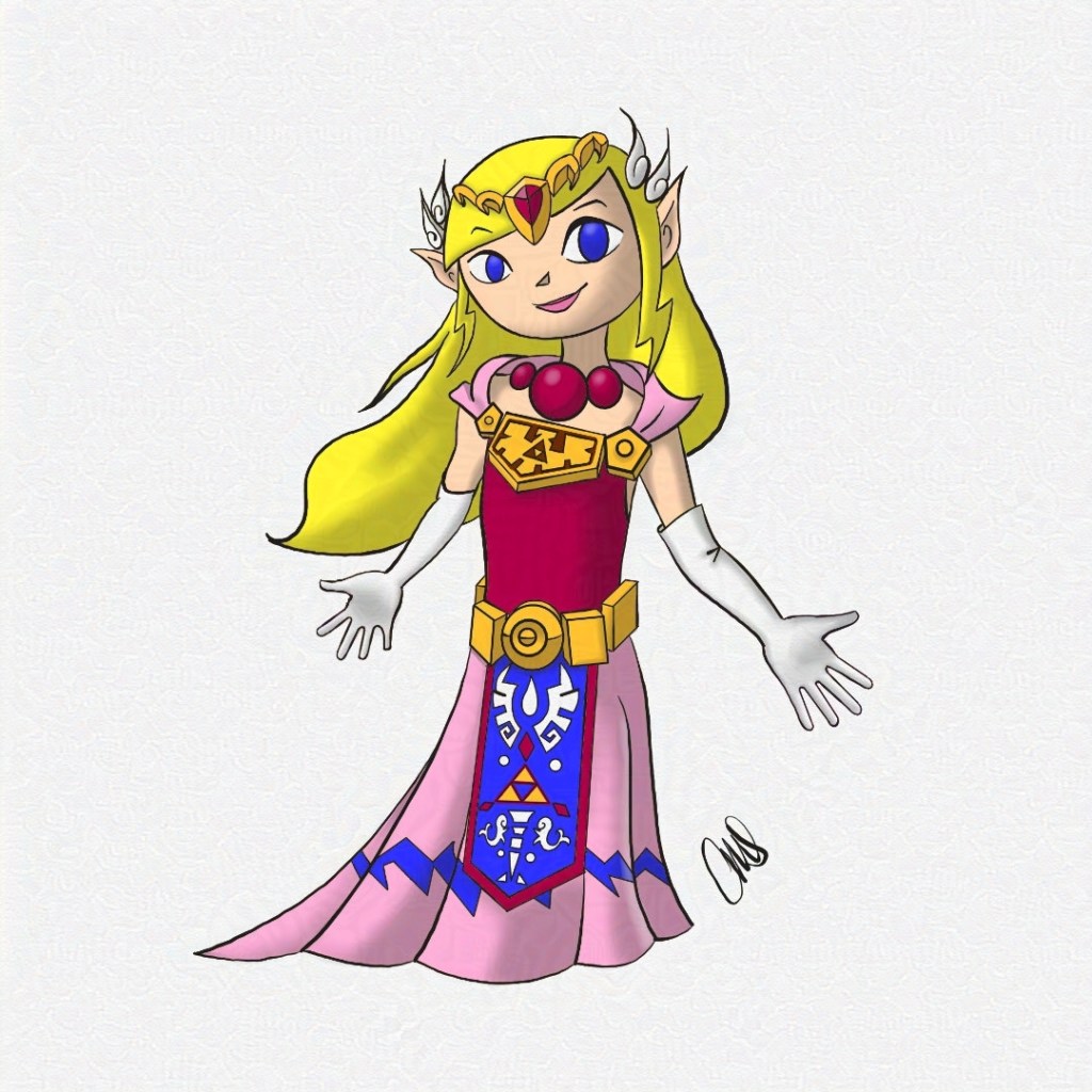 Fan art drawing of Toon Zelda from Zelda Windwaker.