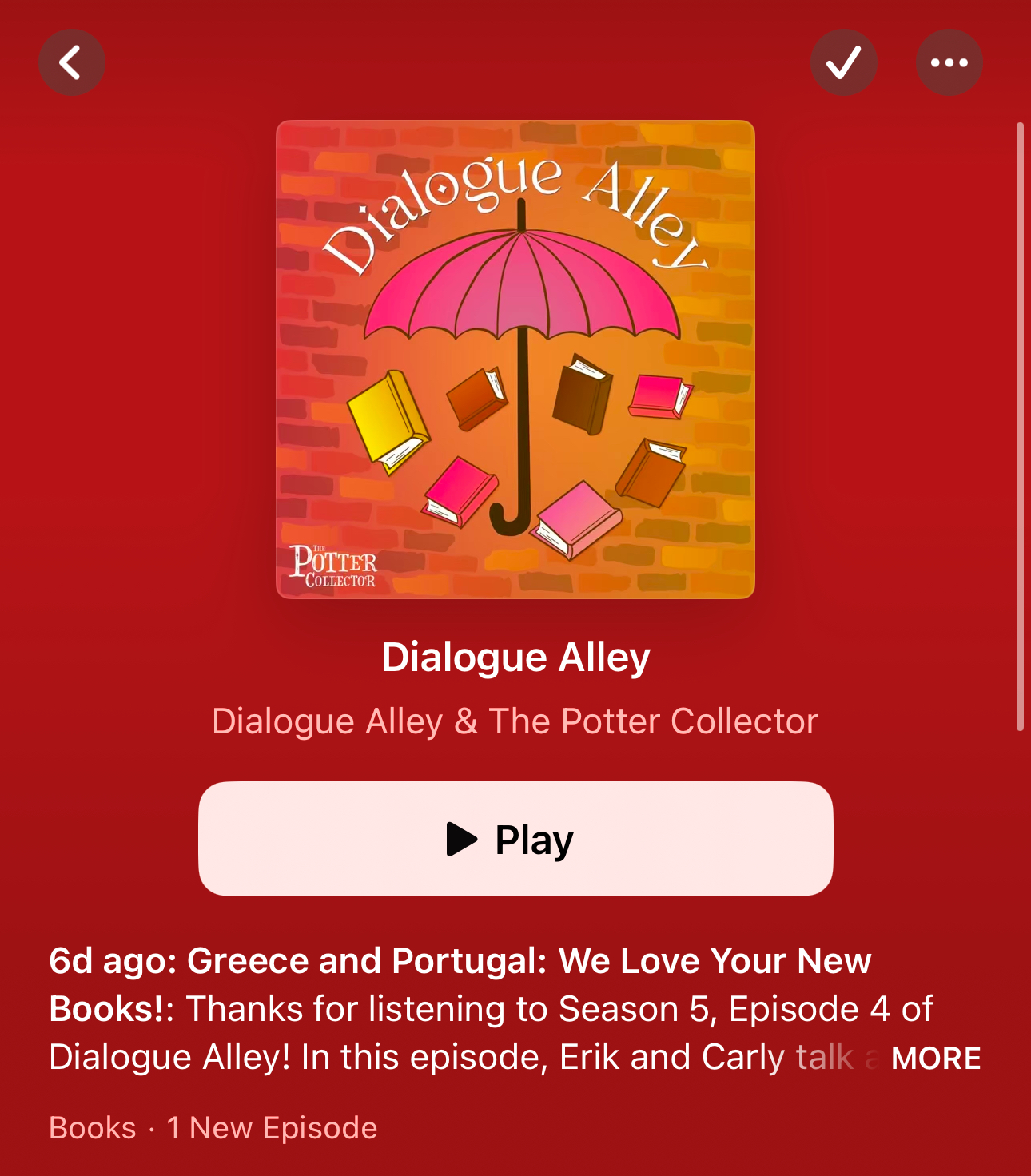 screenshot of Apple Podcasts with my album art on a podcast Dialogue Alley