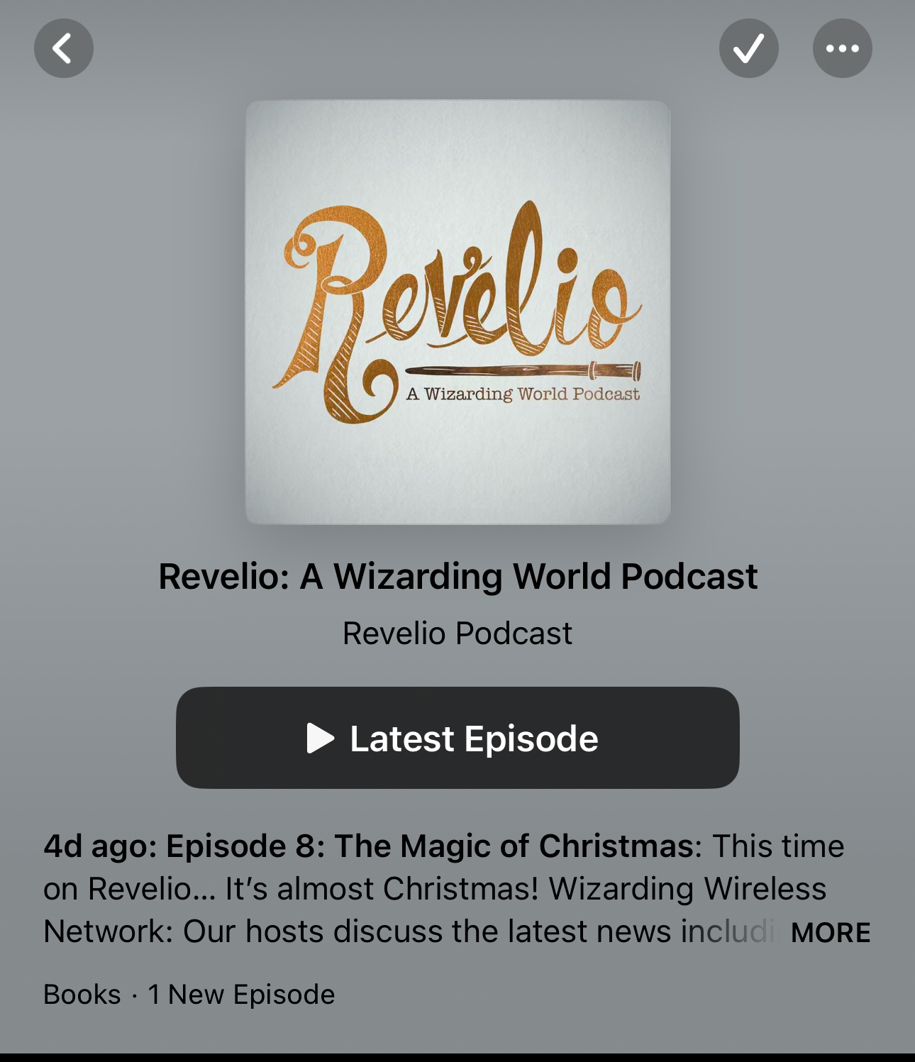 screenshot of Apple Podcasts with my album art on a podcast Revelio