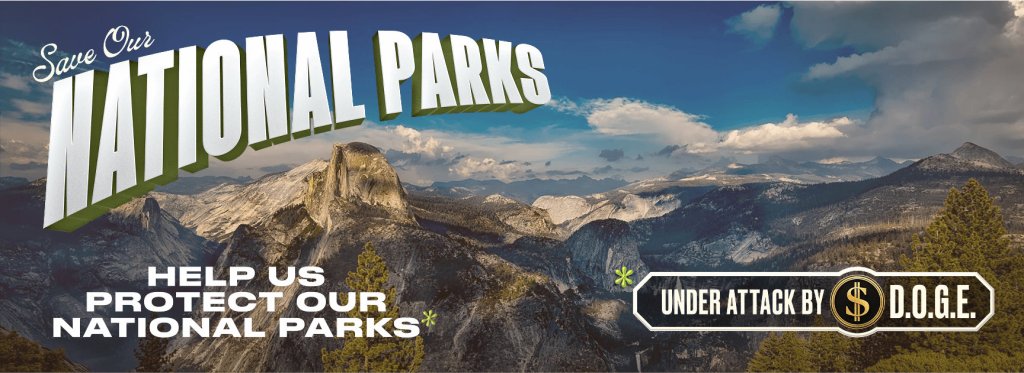 Protect our national parks graphic by more perfect union see at https://perfectunion.us/dogecuts/
